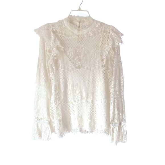 Sundance NWTs White Lace Lined Blouse Victorian Boho Style size Medium - Picture 1 of 8